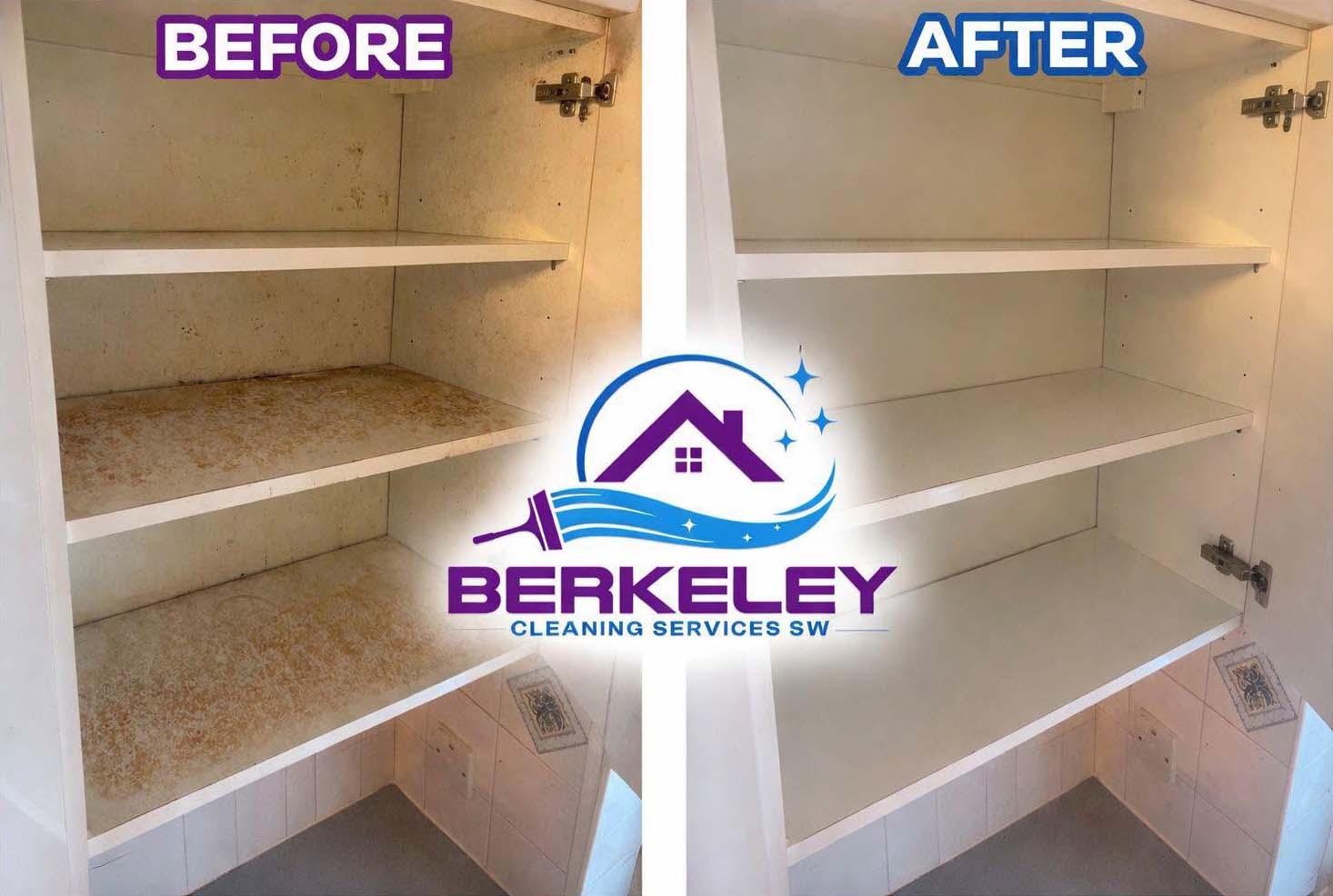Before and after kitchen cupboard cleaning
